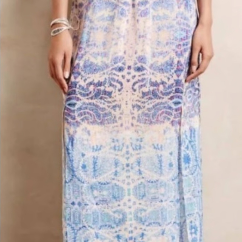 Maeve  Blue and White Women's Silk Skirt